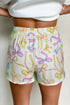 Joyful Bow Print Elastic Pull On Everyday Shorts